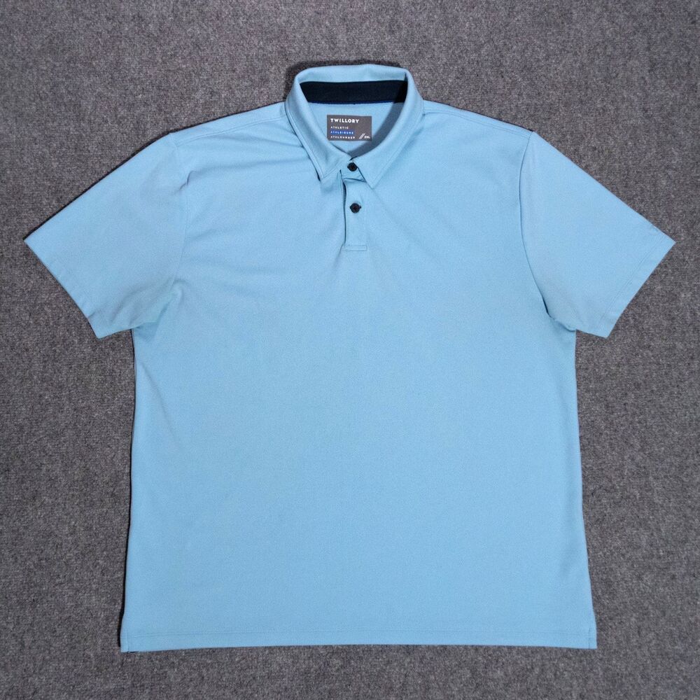 Twillory Athleisure Polo Shirt Men's 2XL Blue Performance Short Sleeve Golf